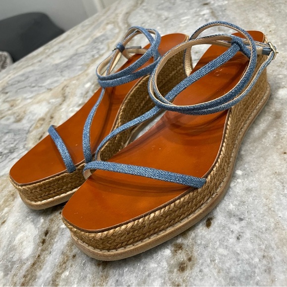 Jimmy Choo Danai 100 Denim Wedge Sandal, Blue - Picture 11 of 13